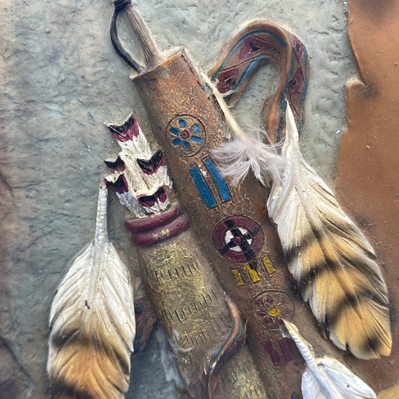 Native American hand painted 3D raised decor on slate Oh Great Spirit grant - Picture 4 of 7